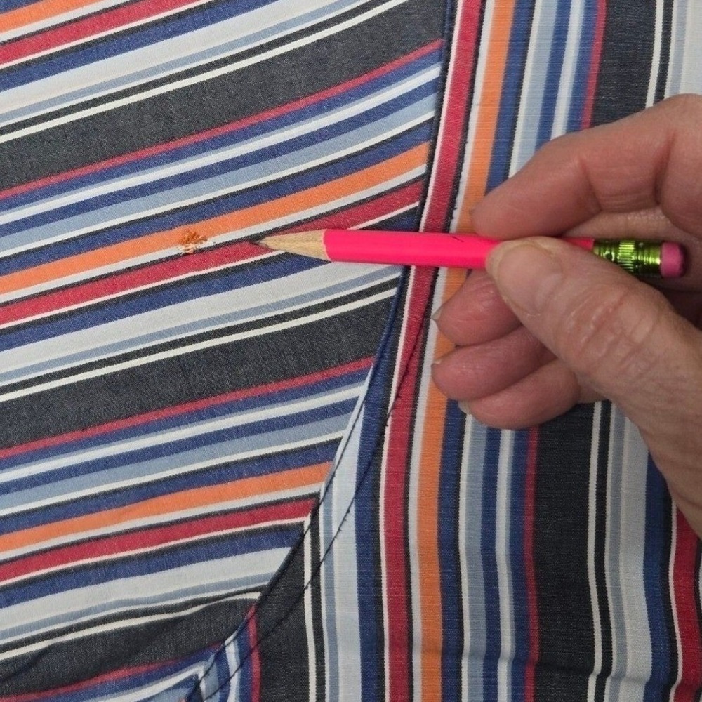 Y2K Chaps Easy Care Men's L Blutton Down Shirt Striped Long Sleeve Casual Preppy - Picture 5 of 7